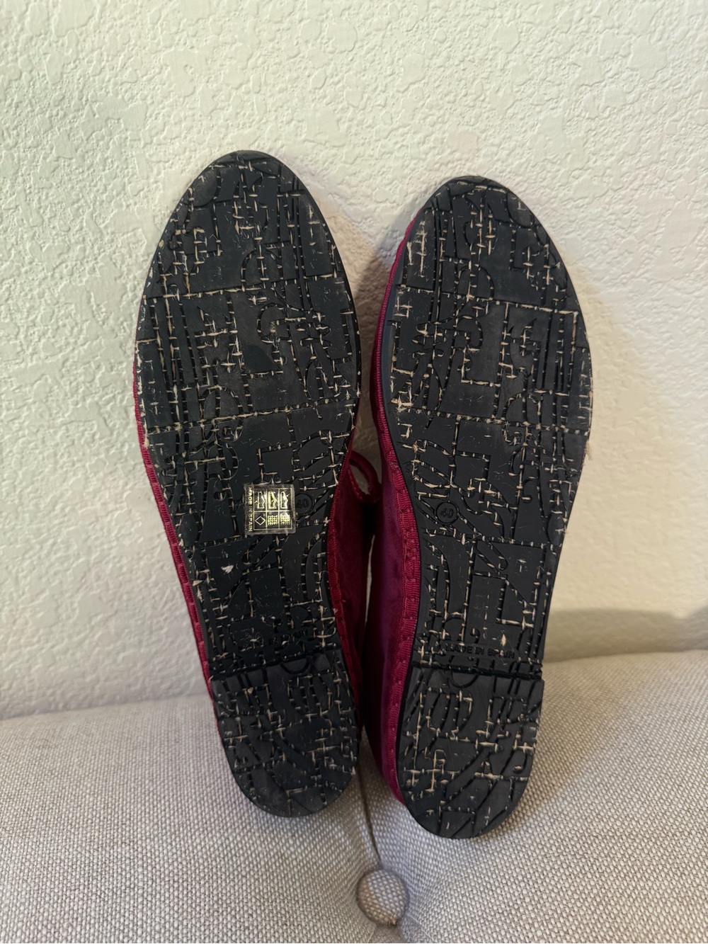 Burgundy Velvet Mary Jane Flats with Buckle Strap - Picture 5 of 6